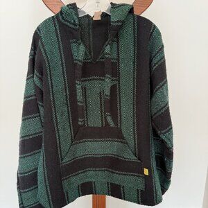 Mexican hooded woven long sleeve pullover size L